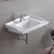 Rectangular White Ceramic Wall Mounted Bathroom Sink